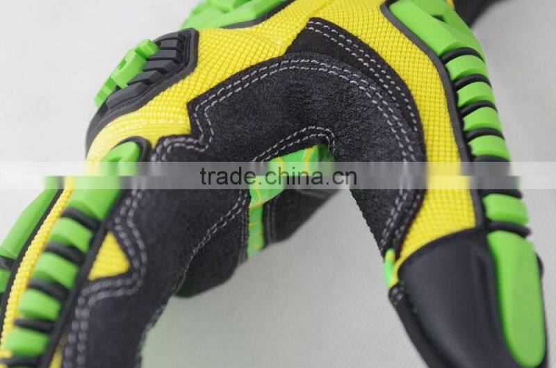 CE EN388 4131 High Visibility Smart Phone Sensitive Gloves Impact Gloves Anti slip Safety Drilling Shock Absorption Work Gloves