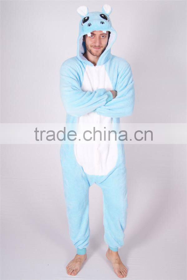 Custom printed adult men mascot animal hippo party costume