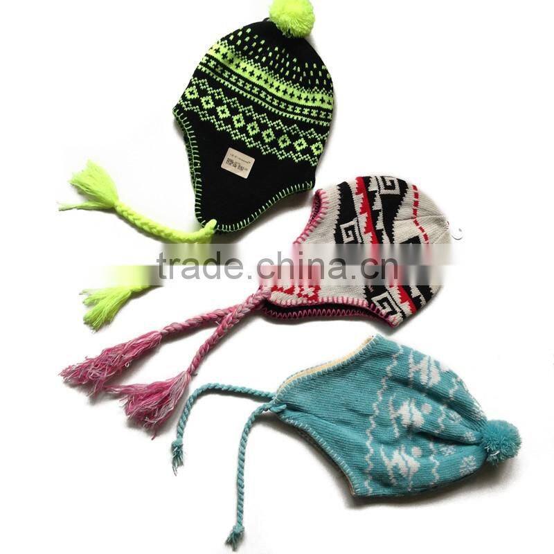 2016 new fashion winter warm soft double layer knitted ladies hats majored factory