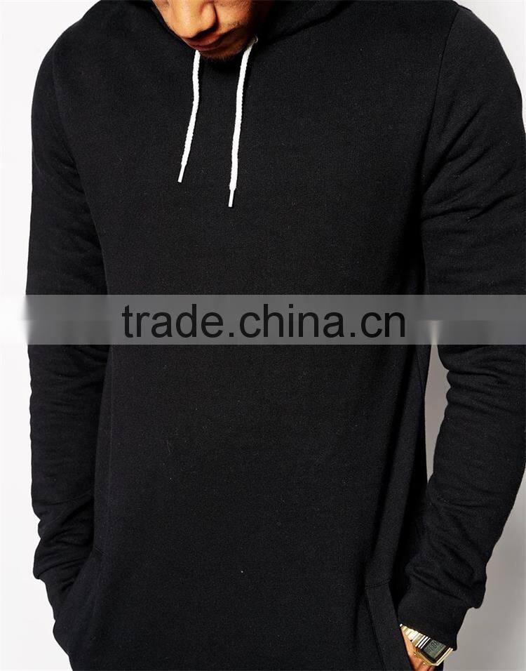Wholesale mens 100%cotton black tall hoodies