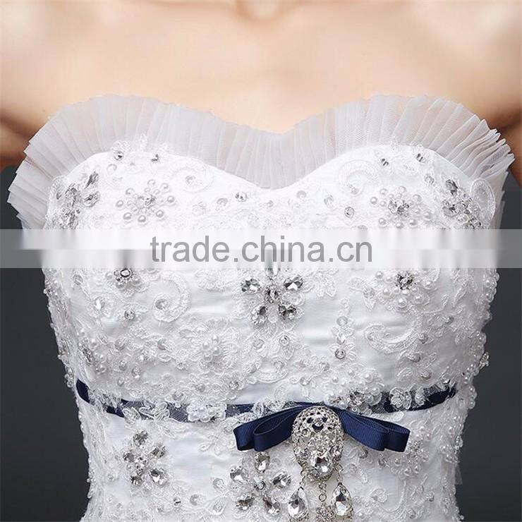 Sexy Bandeau Cream Crepe Empire Vintage Floor Length Princess Wedding Dress Bride Dress Formal Dress