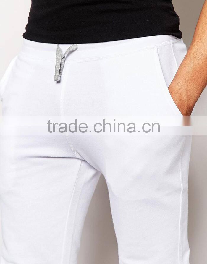 Mens pure white custom China factory drawstring jogging pants