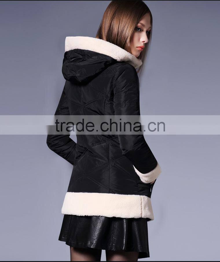 Ladies Fashionable Mid-long Hooded Quilting Jacket