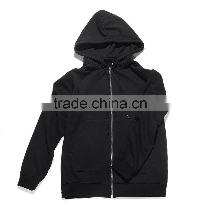 2017 mens streetwear side double zipper hip hop black hoodies