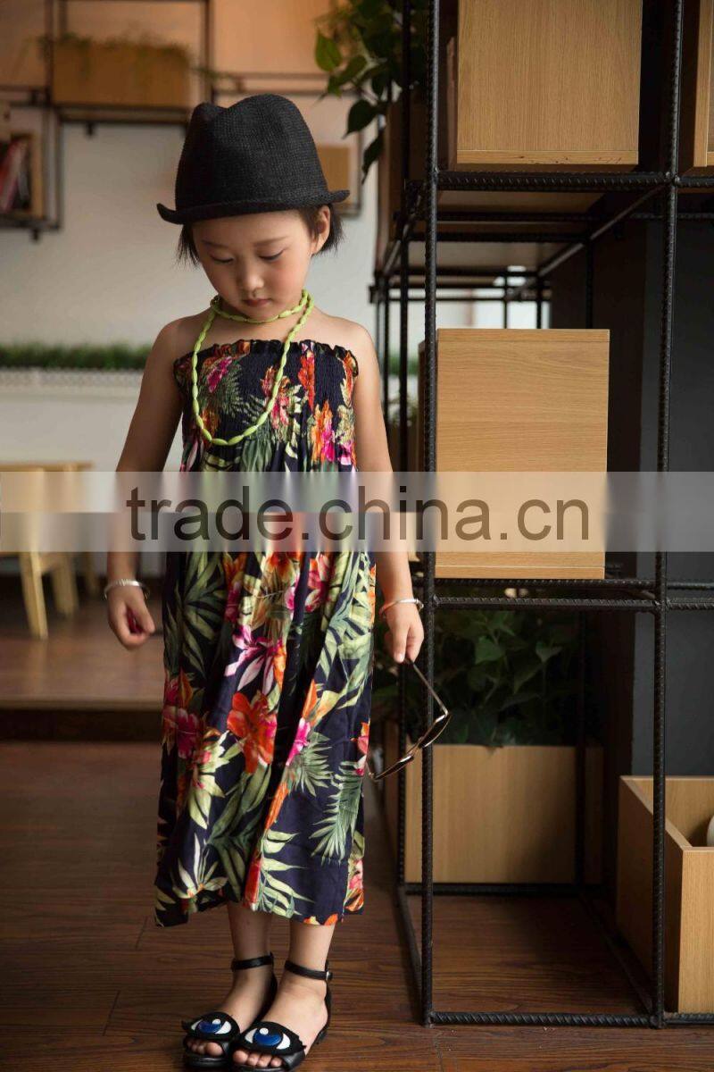 COOL KID ZONE 2016 rayon flower soft baby dress off shoulrder fashion girl baby dress