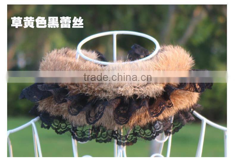 Lace real Fur Collar Scarf Coat Warm Wrap Fake Neck Ring Winter Fox Rabbit Fur Cape Clothing Accessory Shawl Scarves