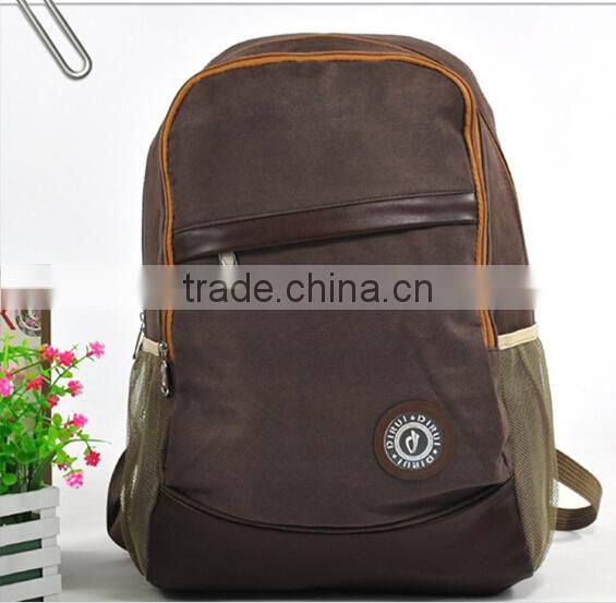 Average size Big Containable brown Suede leather Backpack With Many Pockets