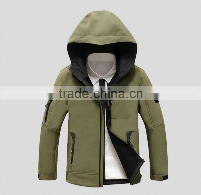 Black softshell jacket army green hooded business jacket