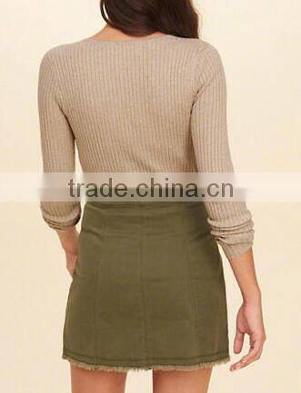 EY0872S Deep V-neck ladies long sleeve pullover sweater