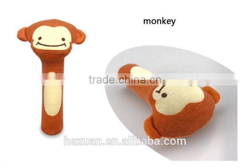 Soft Baby Kid Toy Ring Bell BB Baby Plush Rattle Squeaker Early Educational Doll Rod 0M+ Cute Cartoon Animal Musical Plush Toy