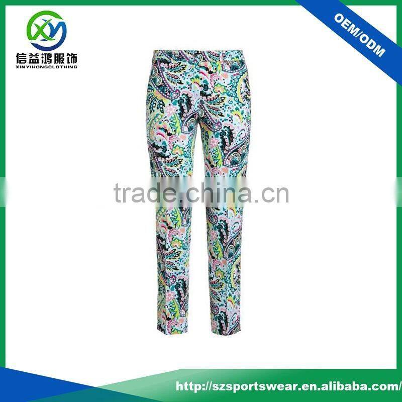 2017 Fashion style hot selling full sublimation printing dry fit performance golf pants for women