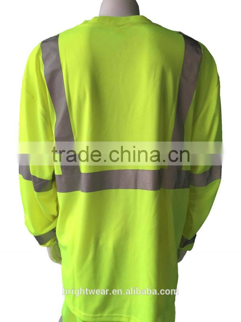 Men's hi vis reflective long sleeve custom warning T-shirt