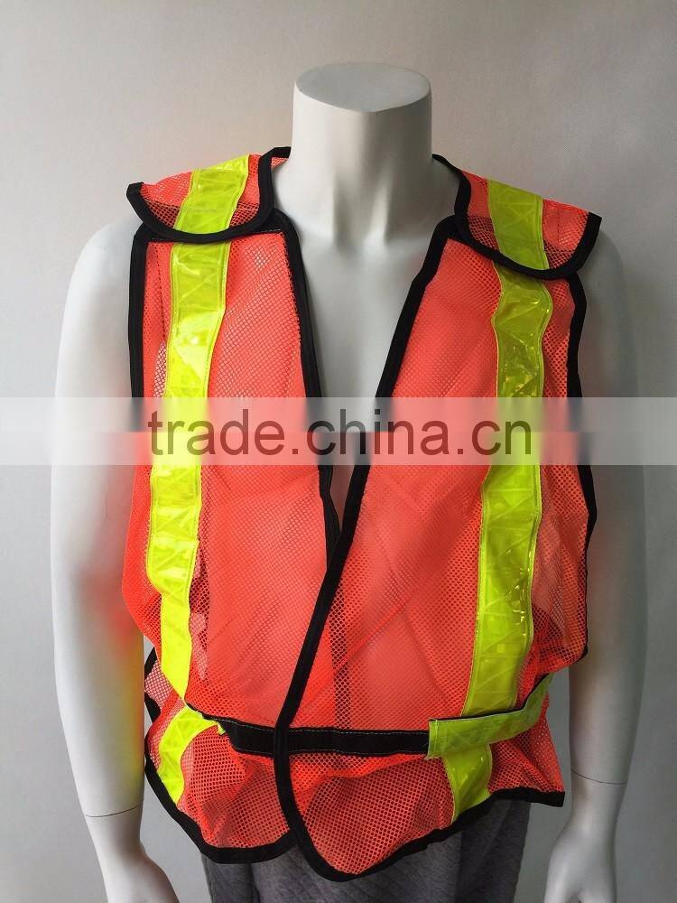 Hi viz orange mesh PVC reflective tape roadway safety vest for Canada