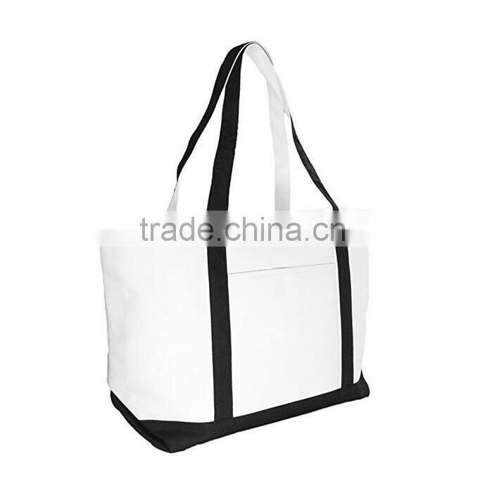 Hot sell fashion canvas beach bag rope handle tote bag for women