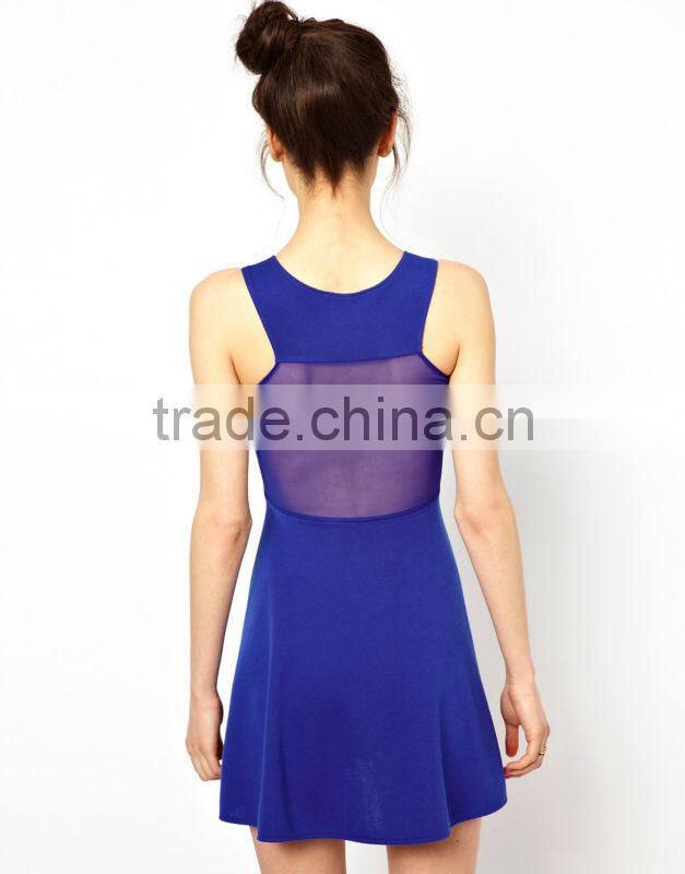 Mesh Insert Skater Dress