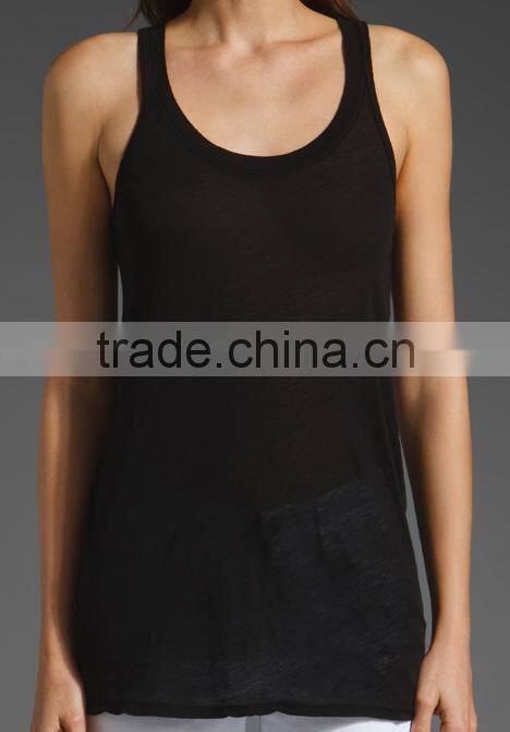 Narrow Racer Back Tank Tops in Black