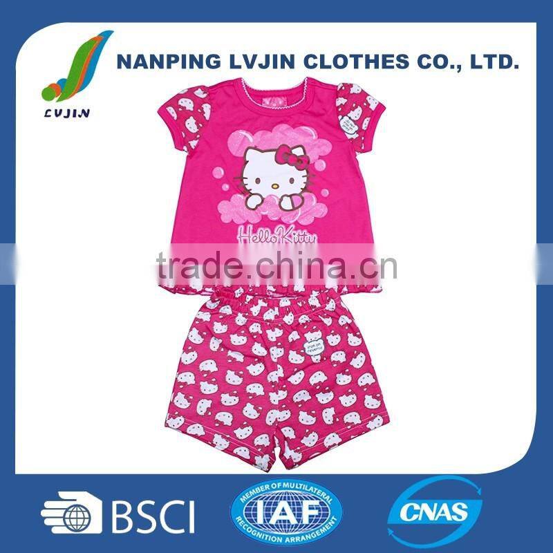 children's clothing sets kids Pajamas cartoon pink t-shirt+shorts 2pcs baby girl suit cotton kids girls clothes