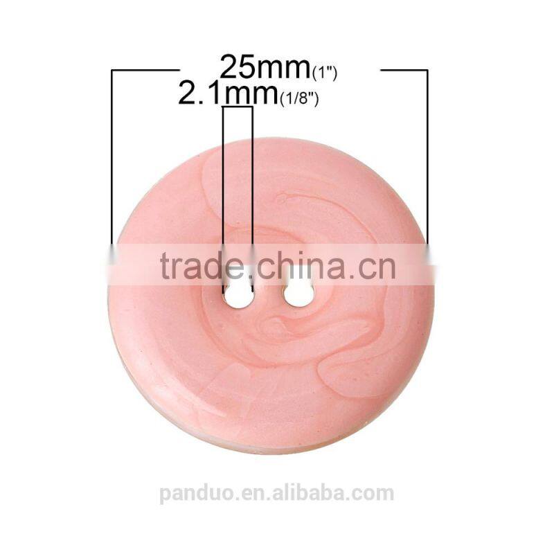 Round Handmade Enamel Pink Two Holes Shell Sewing Button
