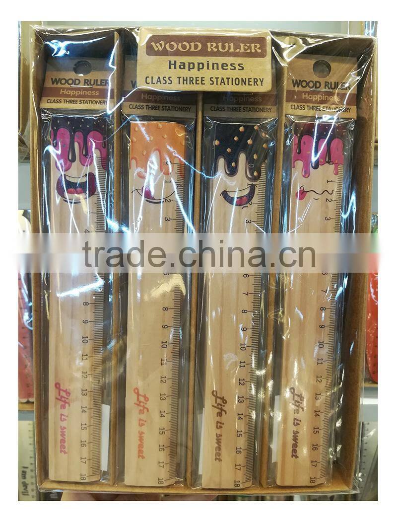 Novel promotional cute creative customs bear rabbit shape wooden ruler