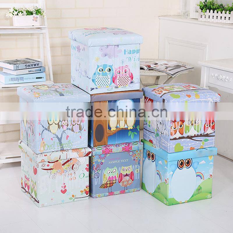 PU leather thick foldable shoes storage stool box bench seat