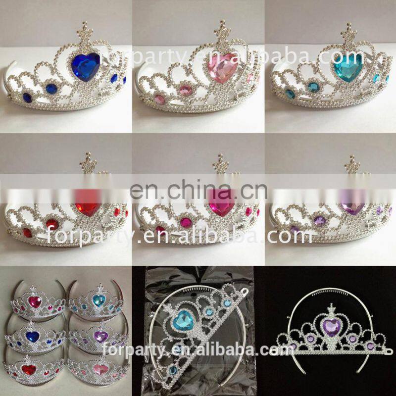 HBN-1447P Plastic costume tiara crown 6colors