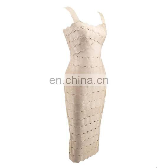 2017 European Christmas Party Dark Beige Long Bandage Dress