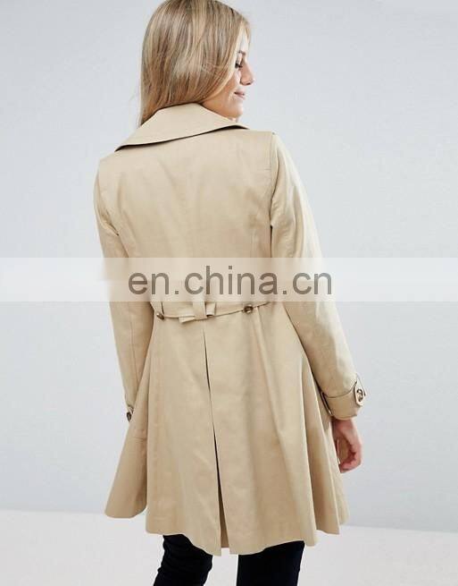 Fashion Autumn Dust Coat Big Flap Collar Waist Tape Double Button Adjustable Cuff Two Layer Top Bulk Ladies Long Coats