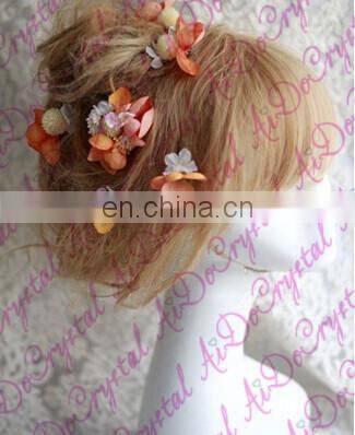 Aidocrystal beautiful light pink flower rose hair clips wholesale hair accessories