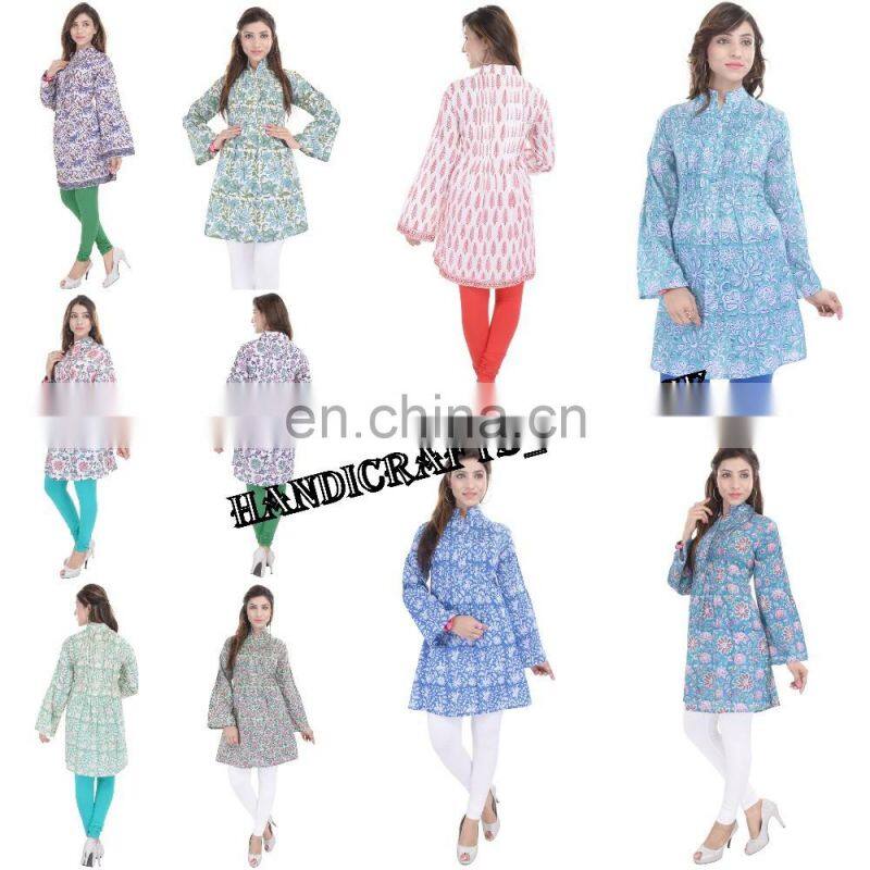 Indian Wholesale Cotton Tunic Floral Print Designer Sexy Top Women Long Kurta