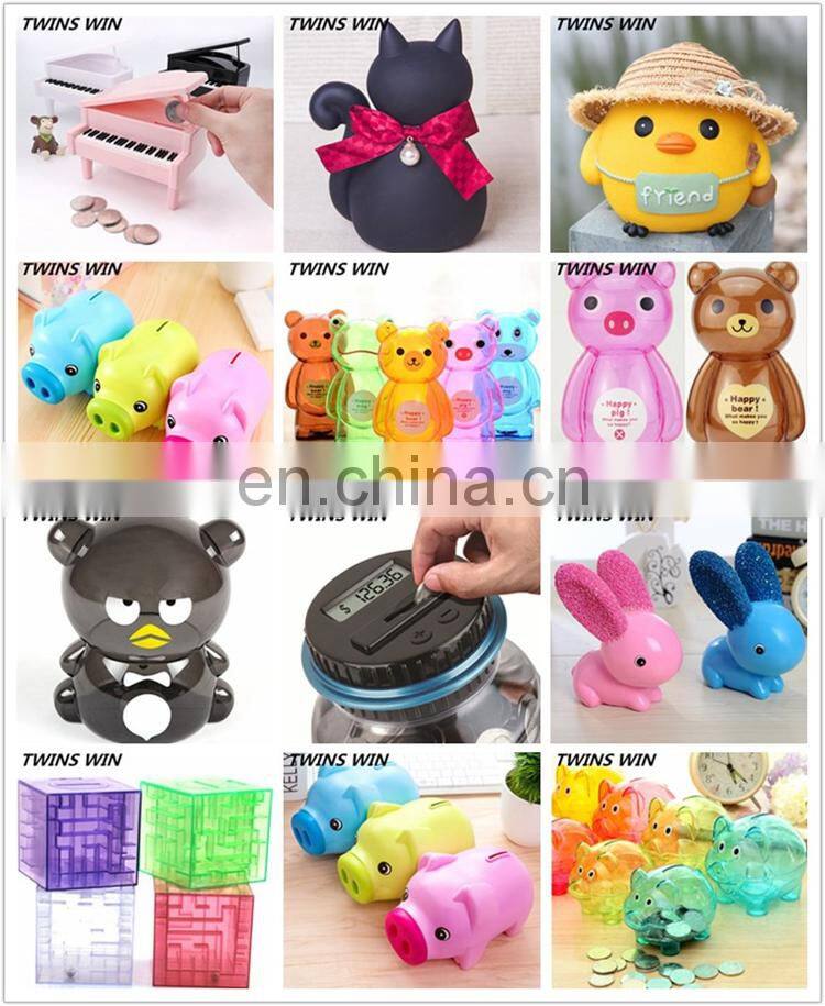 New design gift items for children cartoon beear design unbreakable piggy bank for girls customizable logo plastic money box