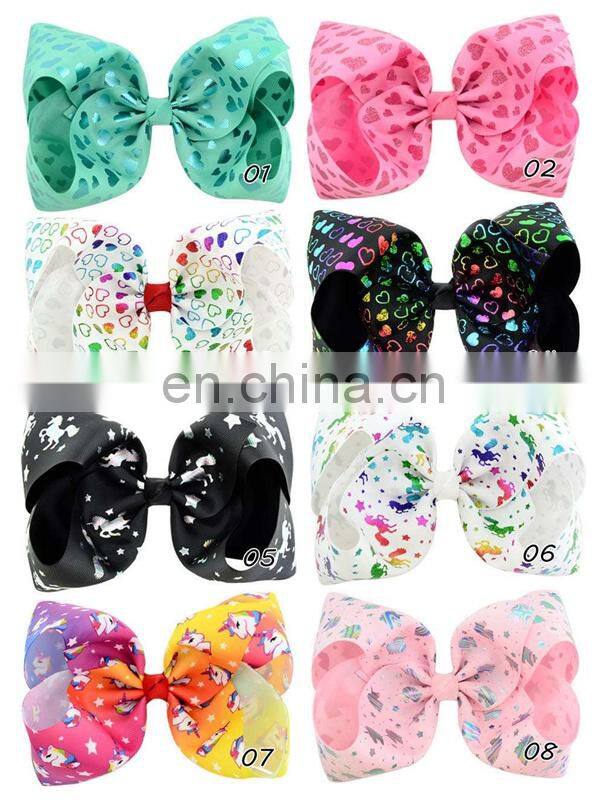 8 Inch Girls Bronzing Barrettes Kids gold-stamped hairpins unicorn love heart hair clips 8 styles baby headband