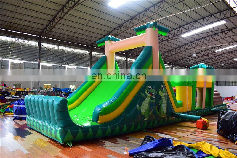 Kids outdoor frog theme inflatable bounce obstacle course for sale