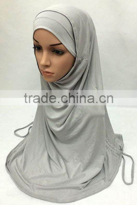 SOLID COLOR TWO PIECES modal COTTON HIJAB elastic long hejab