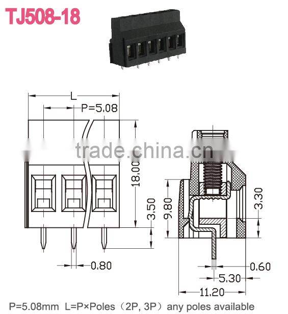 Alibaba China 10A 5.08 Screw Terminal Block Screw Clamp Terminal Blocks for Generators