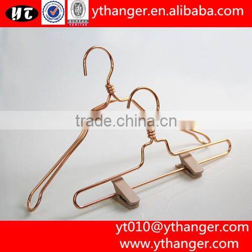 YY440 high quality wide shoulder red copper metal wire clothes hanger shirt hanger