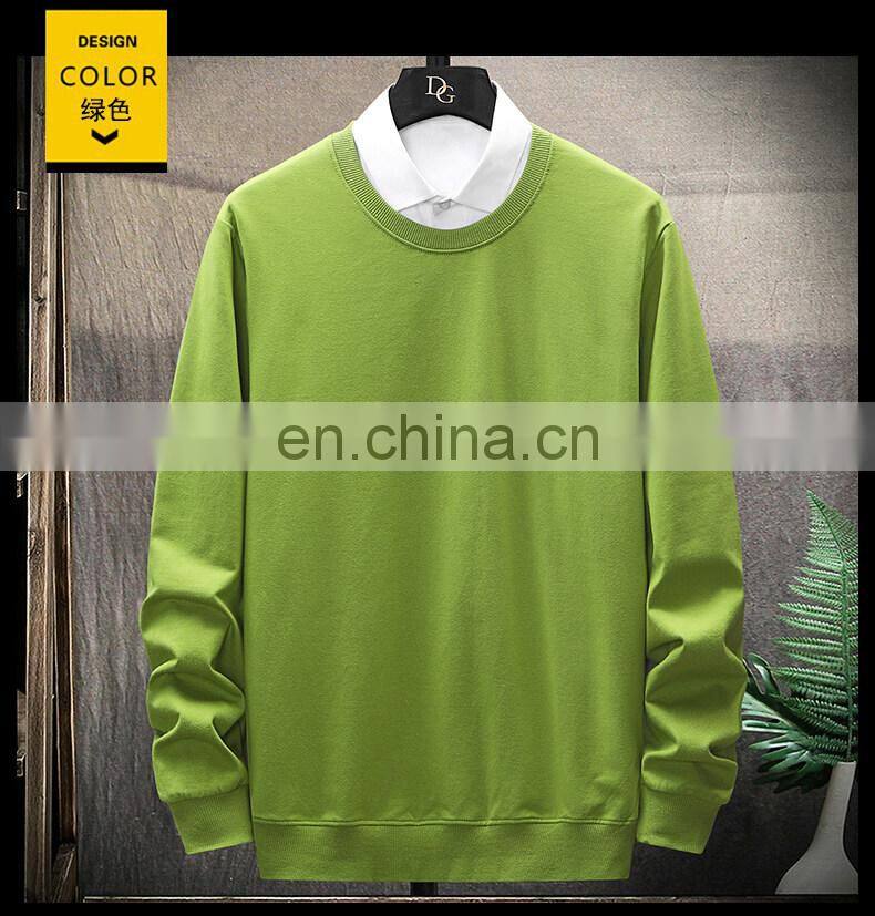 Custom brand round neck plain sweatshirt 100% cotton high quality men custom pullover hoodie plus size men t-shirt