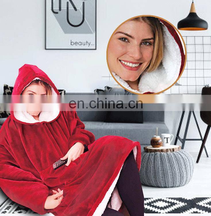 Factory Outlet 2021 Christmas Hooded Fashion Trend All-match Warm Outdoor Cool and Warm Lazy Hedging TV Blanket Couple Pajamas