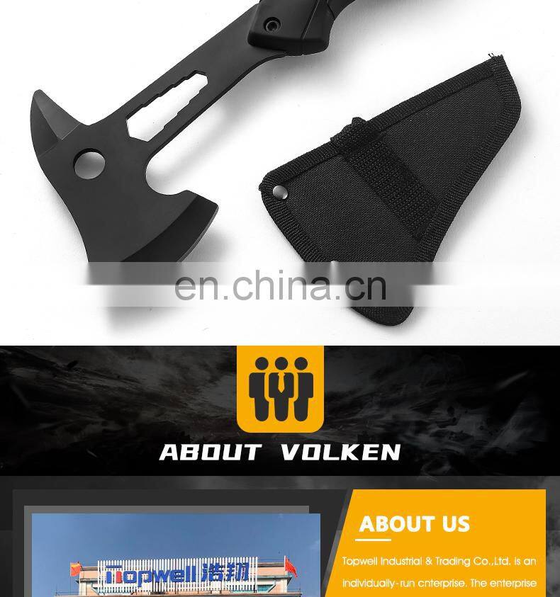 New outdoor multi-purpose open mountain axe with hexagon board hand and all black rubber handle fire axe
