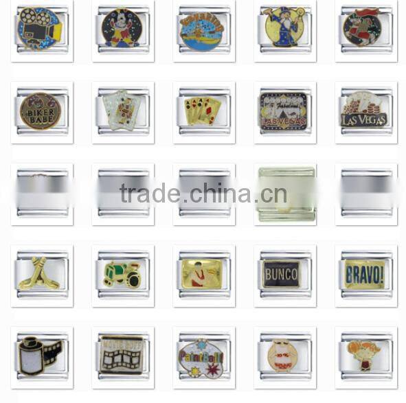 silver colored stainless steel Italian paw print charms