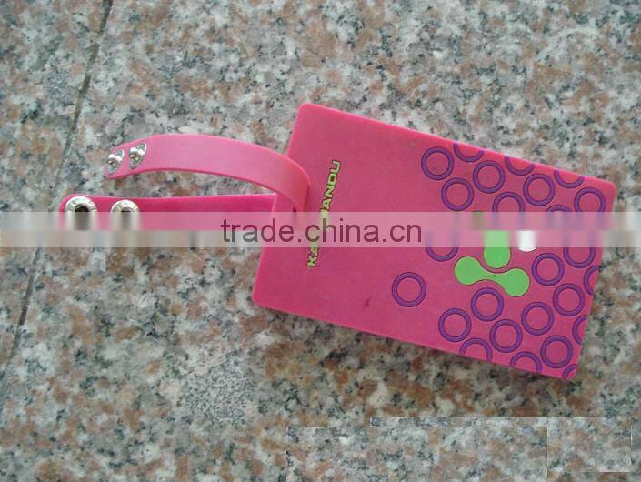 luggage Tag with insert name card, 2D embossed silicone luggage tags