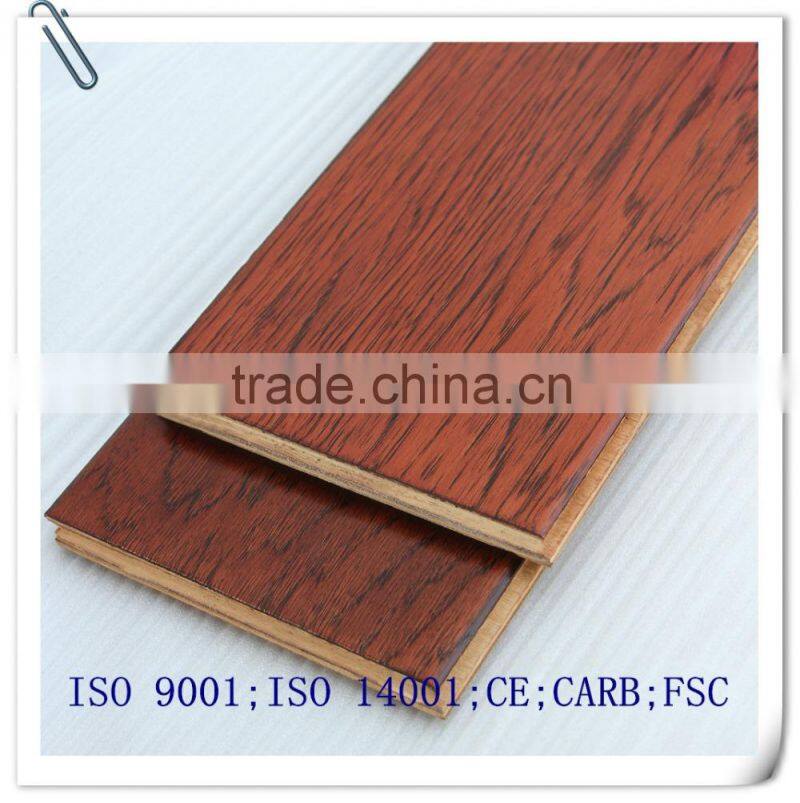 Handscraped surface Walnut 7-layer Engineered wood Flooring Red Color