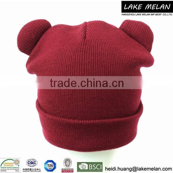 100% Acrylic Knitted Hat With Ear For AW 16