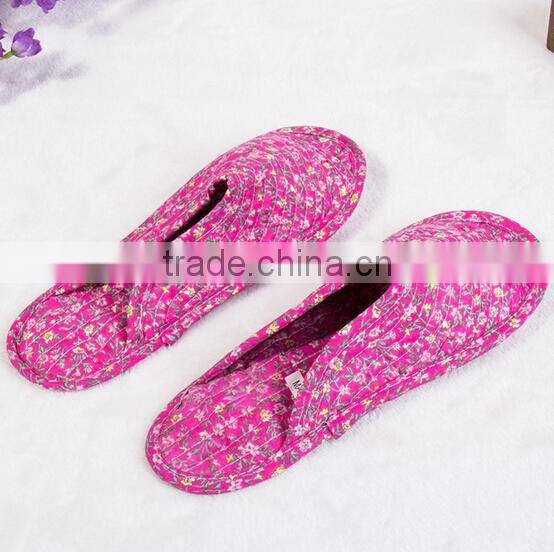 2015 Summer Fashion Slipper Shoes Custom Printed Cotton Quilting Fabric Woman Cotton Slipper