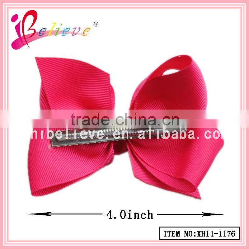 2015 New special design 4 inch ribbon bow green hair accessories (XH11-1176)