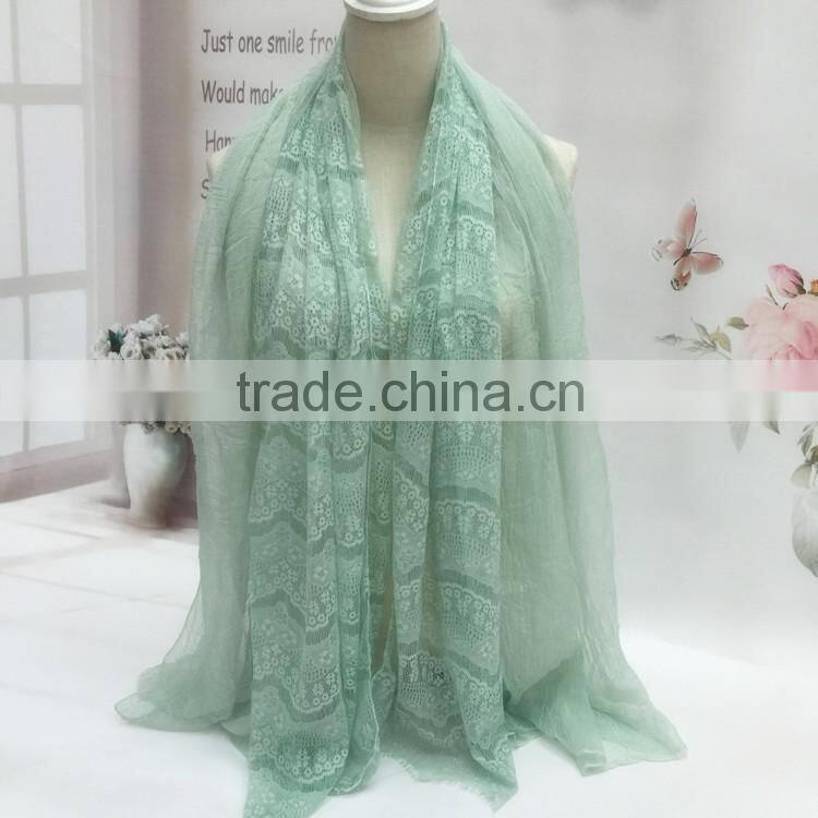 High Grade Crinkled Plain Crepe Shawl 100% Real Chiffon Silk Scarf Women