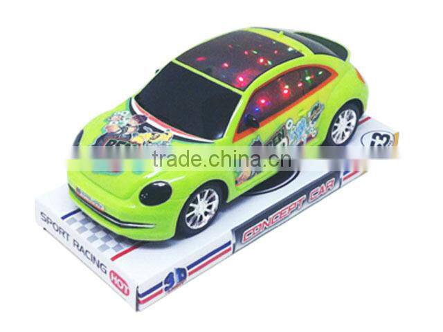 Newest high quality plastic 3 d lights friction car toy