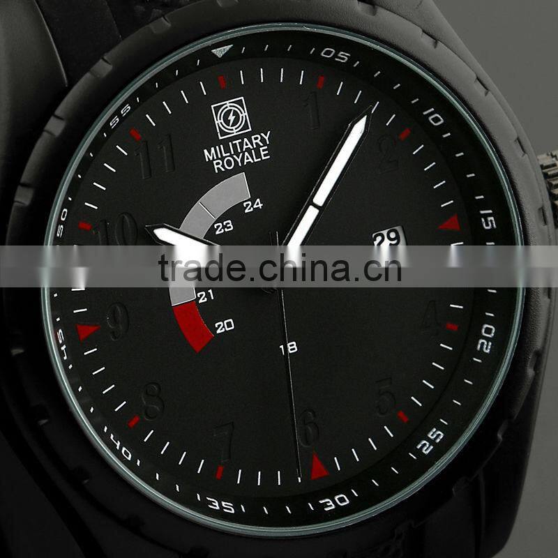 Military Royale Men's Black Rubber Strap Best Fashion Plastic Watch MR077
