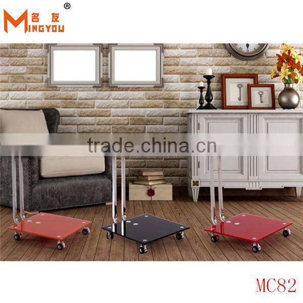 small square tempered glass colorful corner table