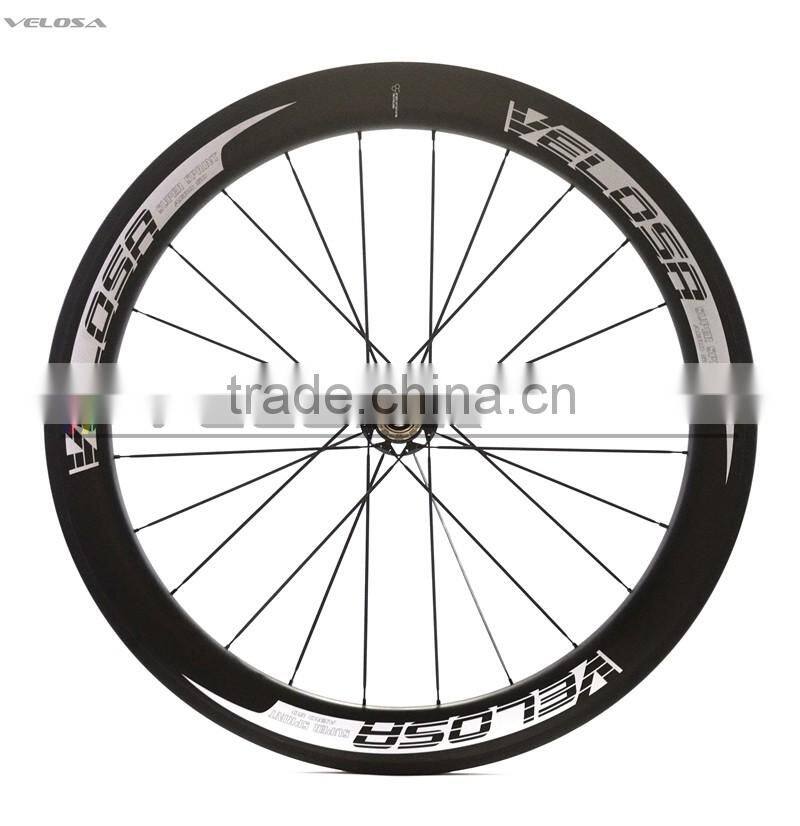 Velosa logo carbon bicycle wheels with Bitex R51 hub 700C chinese carbon road wheelset 60mm 25mm wide