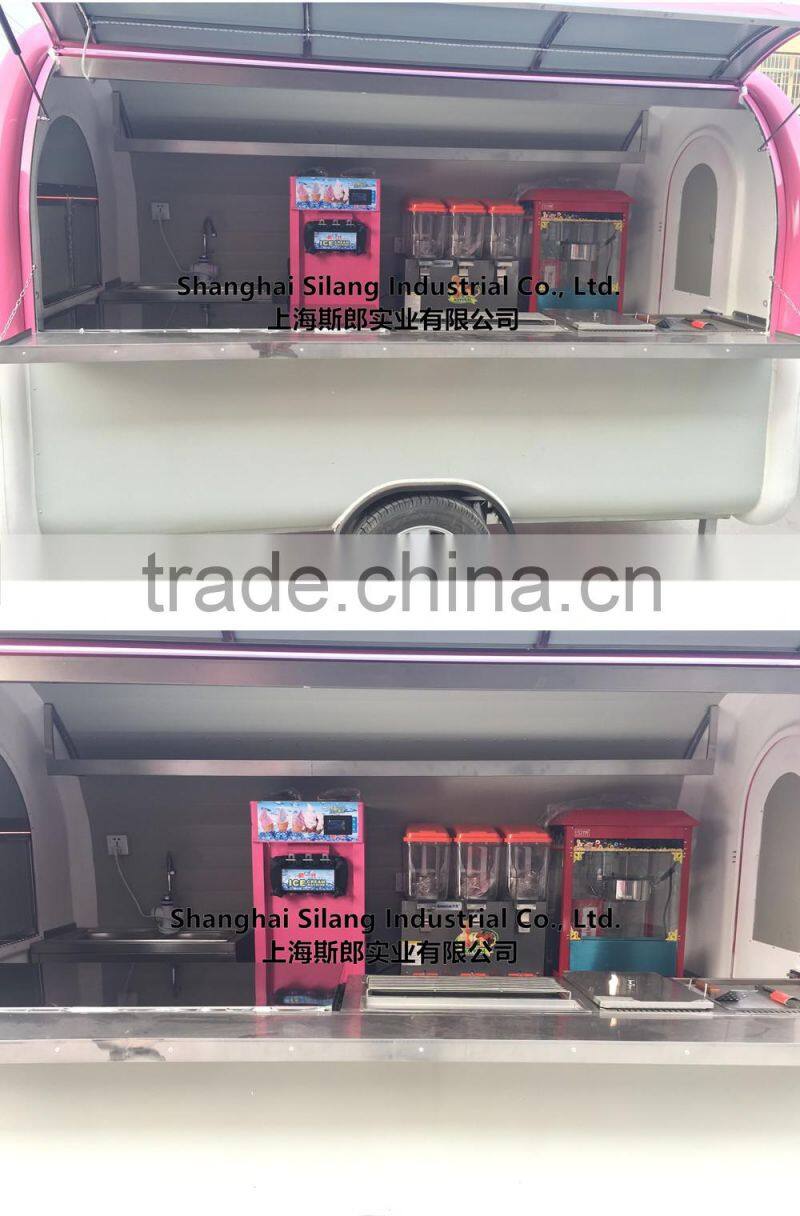 Pink and white food cart 7.6*5.5ft food truck hot dog Hamburger ice cream traction mobile food trucks